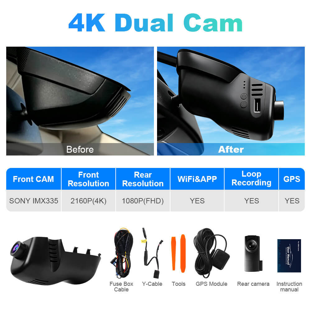 ISUDAR 2026 OEM Dash Cam | 4K UHD | Sony Sensor | WiFi App | For Volkswagen Touareg 2010-2019