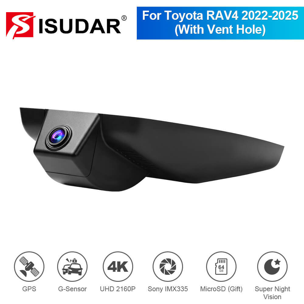 ISUDAR 2026 OEM Dash Cam | 4K UHD | Sony Sensor | WiFi App | For Toyota RAV4 2022 to 2025 (With Vent Hole)
