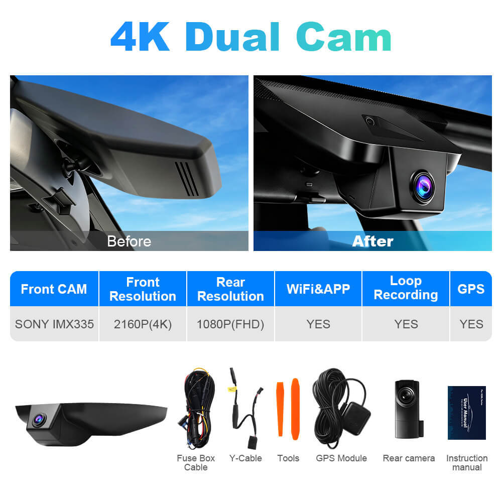 ISUDAR 2026 OEM Dash Cam | 4K UHD | Sony Sensor | WiFi App | For Toyota RAV4 2022 to 2025 (With Vent Hole)