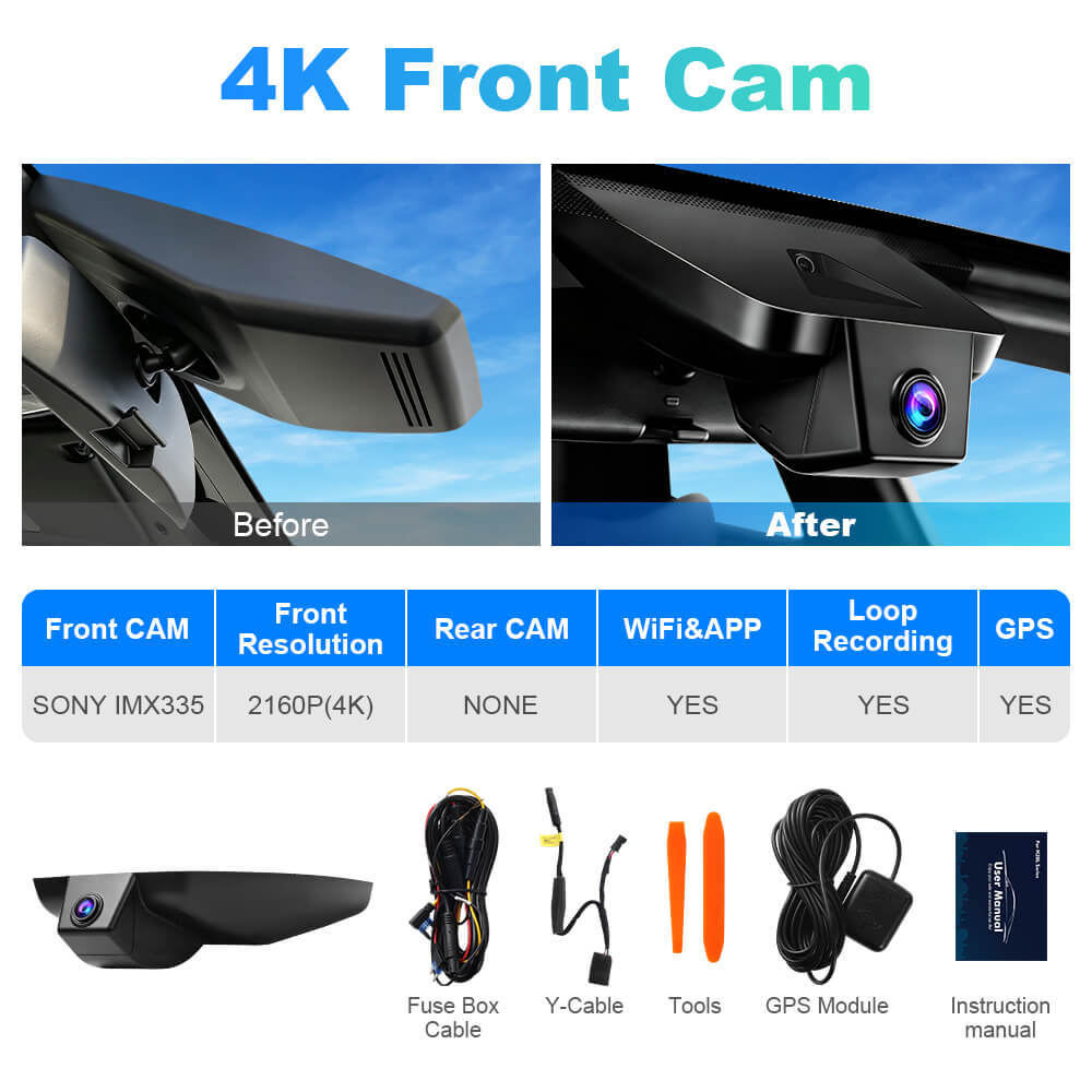ISUDAR 2026 OEM Dash Cam | 4K UHD | Sony Sensor | WiFi App | For Toyota RAV4 2022 to 2025 (With Vent Hole)