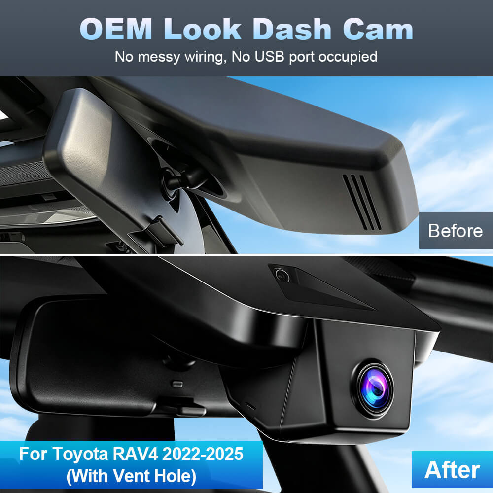 ISUDAR 2026 OEM Dash Cam | 4K UHD | Sony Sensor | WiFi App | For Toyota RAV4 2022 to 2025 (With Vent Hole)