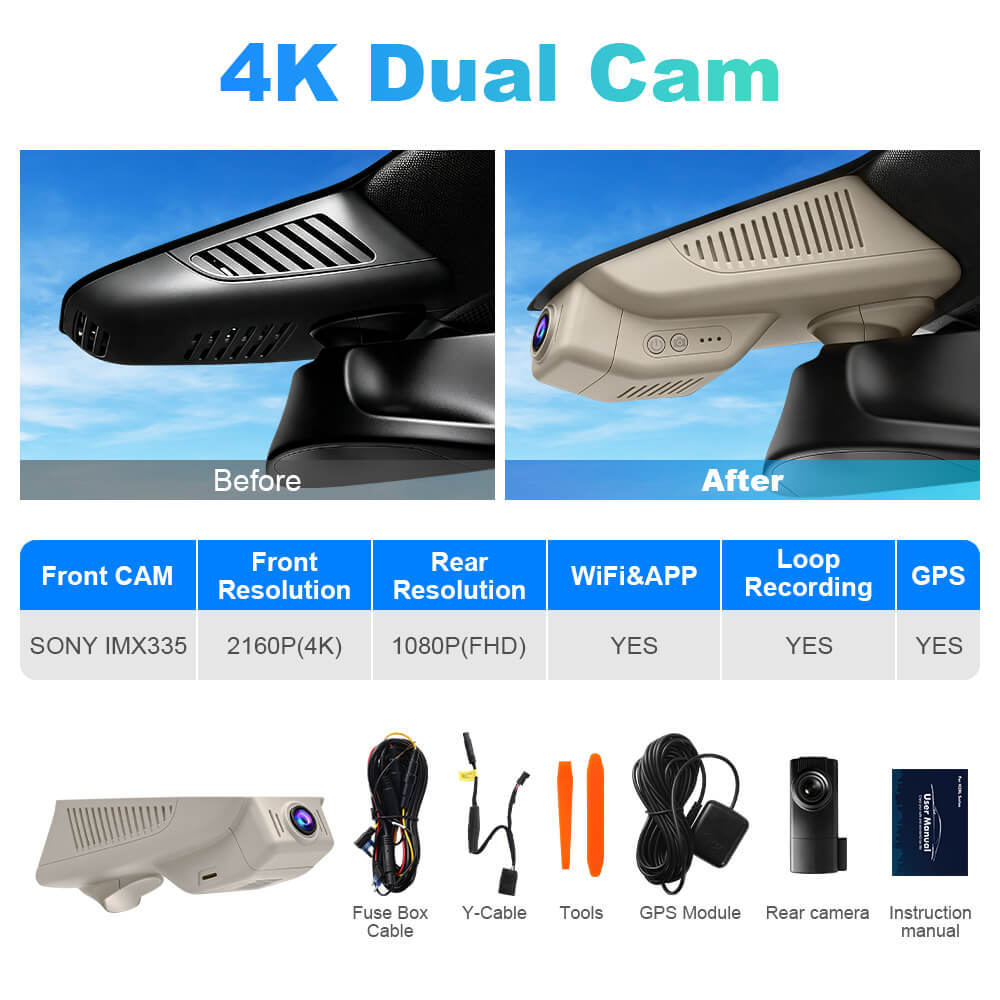 ISUDAR 2026 OEM Dash Cam | 4K UHD | Sony Sensor | WiFi App | For Mercedes-Benz C-Class / GLC-Class / E-Class