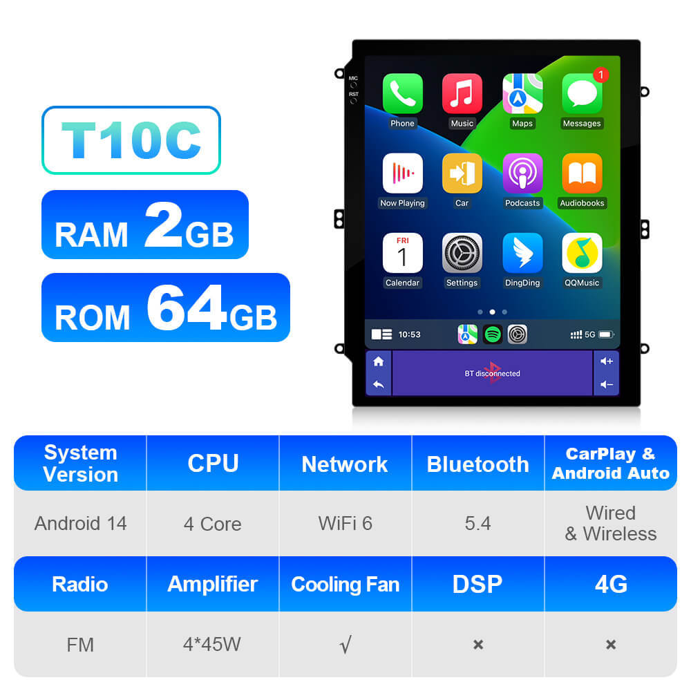 ISUDAR Android 14 Car Radio for Hyundai Tuscon IX35 2009-2015 Multimedia Player 2Din Tesla Vertical