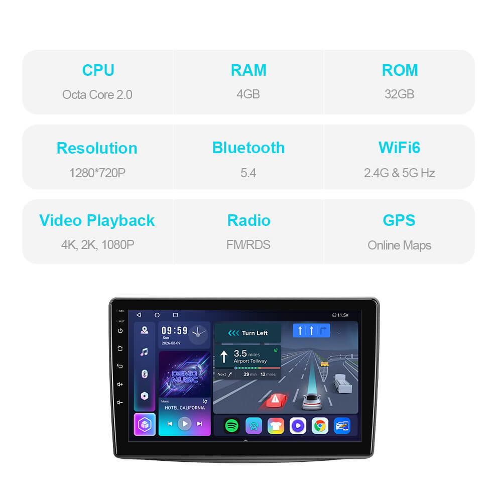 T57 Android 13 2 Din Car Stereo 9" Car Multimedia Player GPS Navigation Wireless CarPlay & Android Auto For Alfa Romeo Mito 2008-