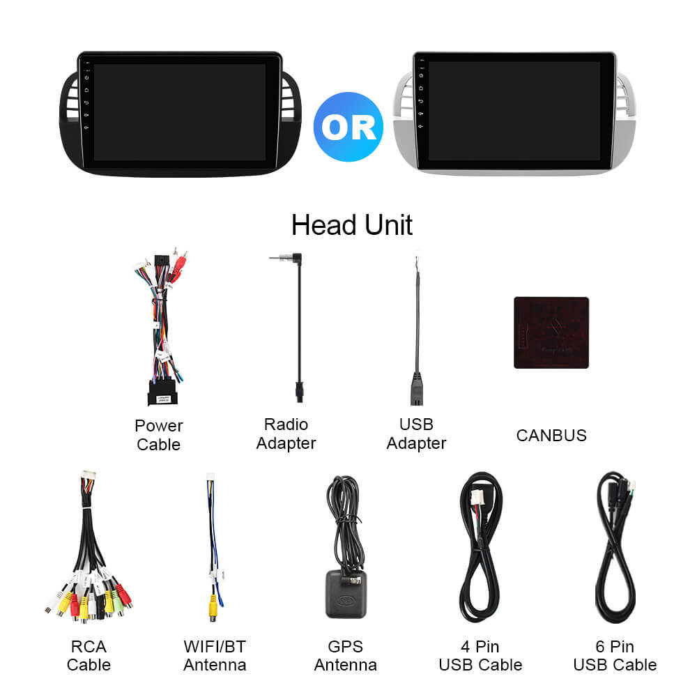 T57 Android 13 Car Stereo 9" Car Multimedia Player GPS Navigation Wireless CarPlay & Android Auto For Fiat 500 2007-2015