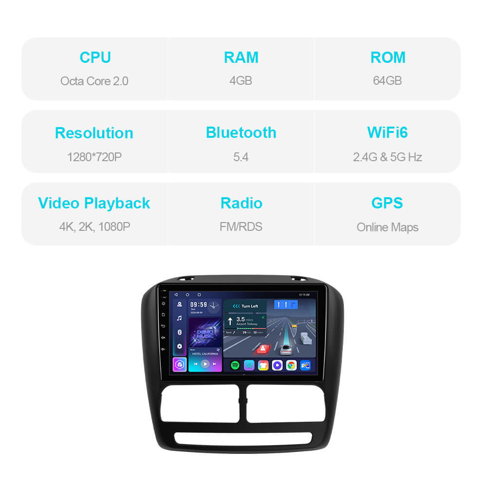 T57 Android 15 Car Stereo 9" 1280*720P  For Fiat Dobio Eski 2010-2015