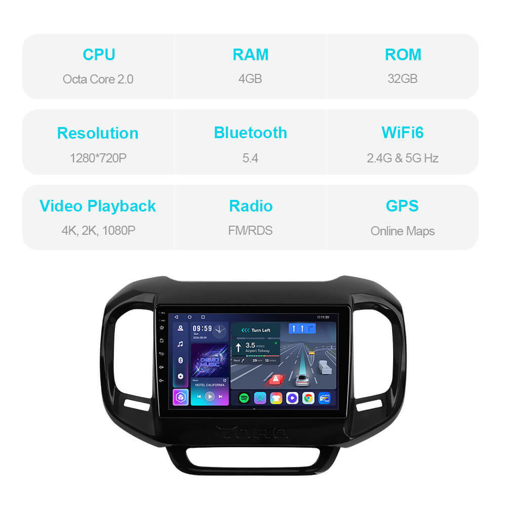 T57 Android 15 Car Stereo 9" 1280*720P  For Fiat Toro 2017-