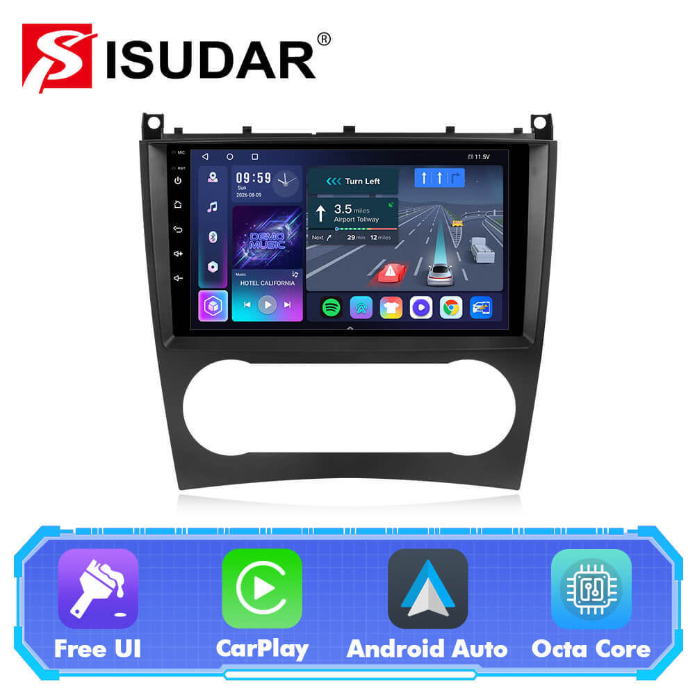 T57 Android 15 Car Stereo 9" 1280*720P For Mercedes-Benz C Class W203 CLK-CLASS C209 2005-2009 GLS