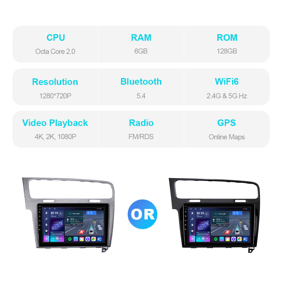 T57 Android 15 Car Stereo 10" 1280*720P For VW/Volkswagen/Golf 7 2013-