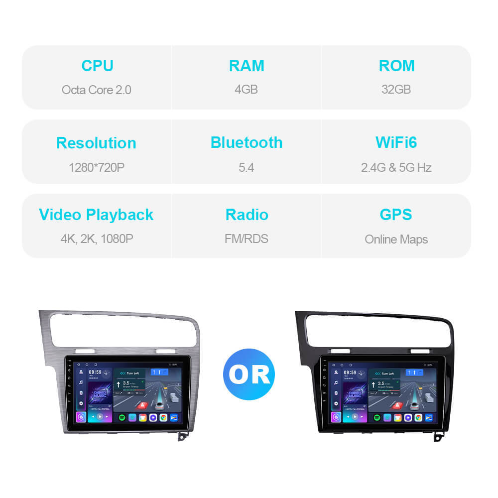 T57 Android 15 Car Stereo 10" 1280*720P For VW/Volkswagen/Golf 7 2013-