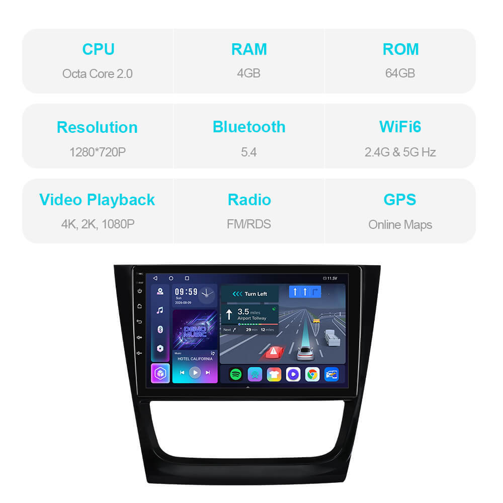 T57 Android 15 Car Stereo 9" 1280*720P For Volkswagen Gol Saveiroar