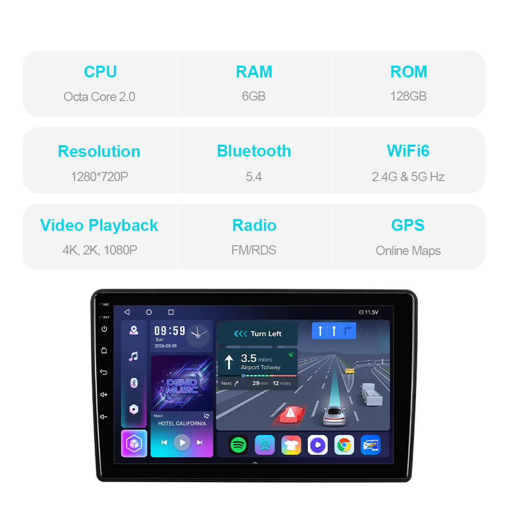 T57 Android 15 Car Stereo 9" 1280*720P For Volkswagen/Touareg/Transporter T5