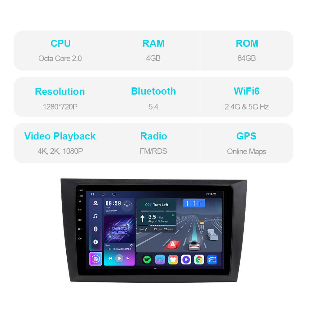 T57 Android 15 Car Stereo 9" 1280*720P For Volkswagen VW Golf 6 2008-2016