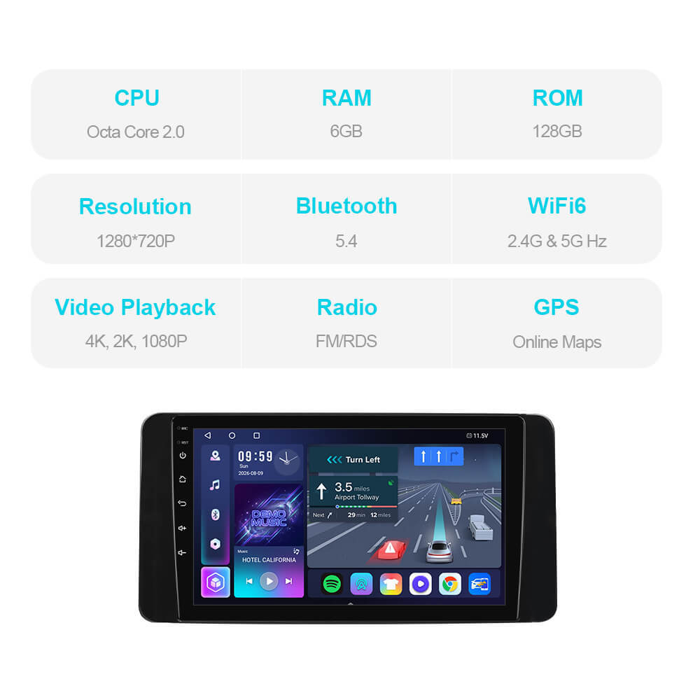 T57 Android 15 Car Stereo 10" 1280*720P For VW Volkswagen POLO 2021 2022