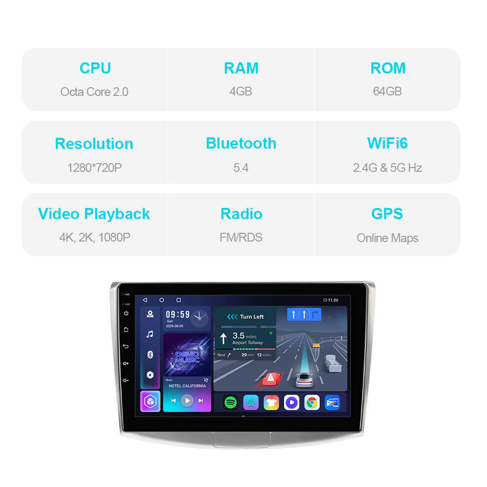 T57 Android 15 Car Stereo 10" 1280*720P For VW/Volkswagen/Passat B6 B7