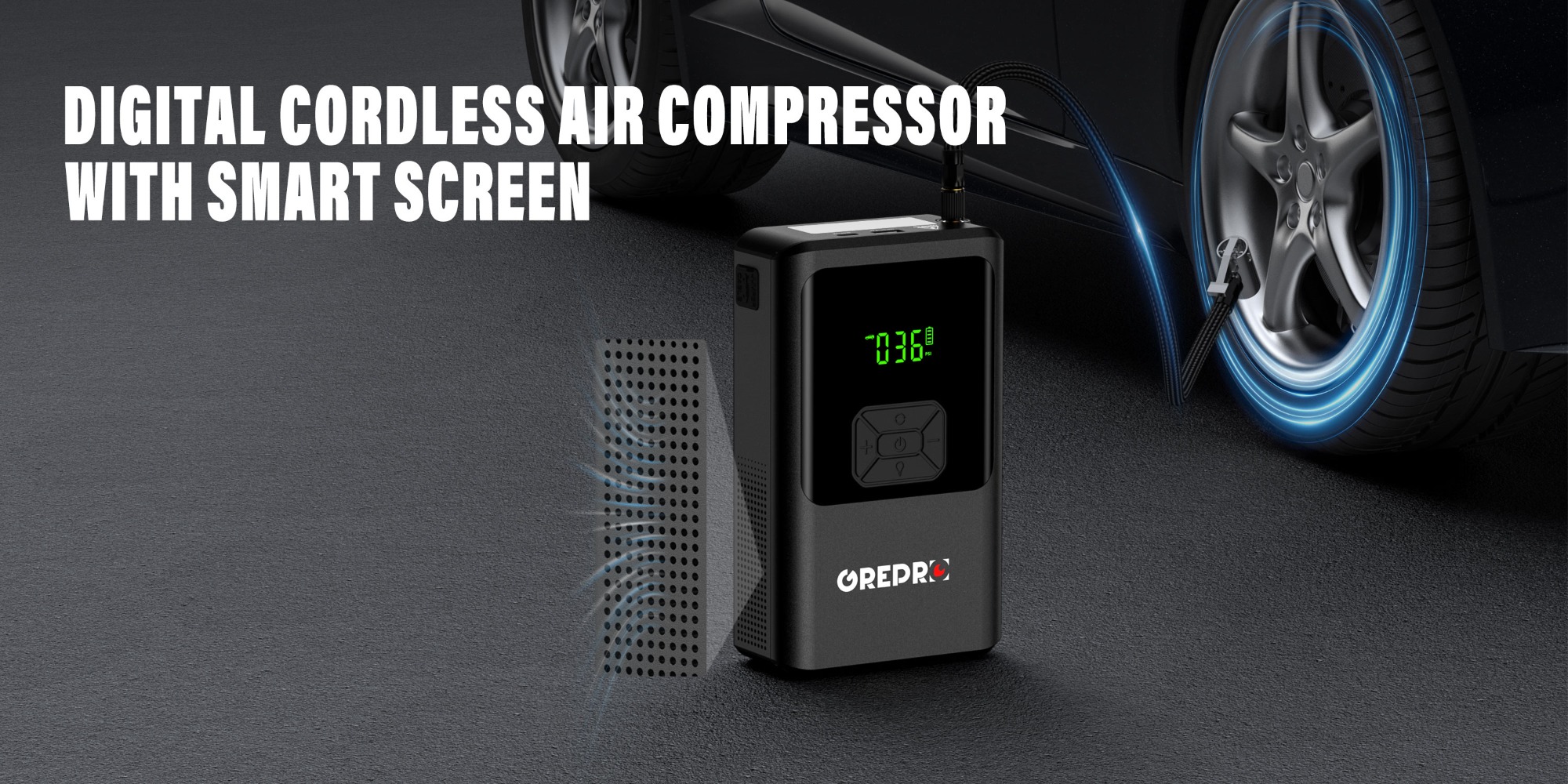 GREPRO 5-in-1 Jump Starter Power Pack with 150PSI Air Compressor