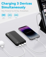 PowerBank 10000mAh, GREPRO 2.4A Portable Charger Power bank with Type-C + Micro 2 Input and 2 USB + 1 Type-C Output Ports for Smartphones, Tablets and More