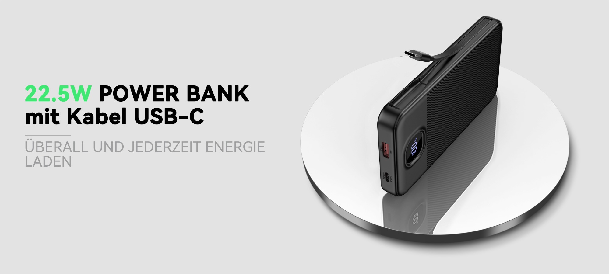 GREPRO Power Bank with Built in C Cable