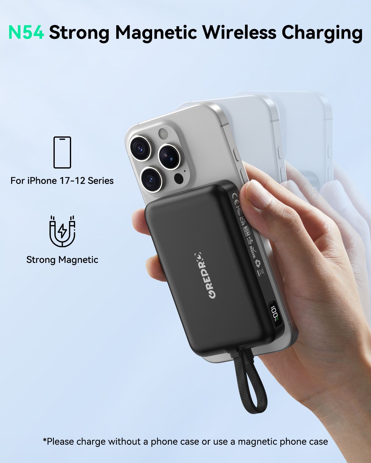 GREPRO Power Bank 10000mAh for Magsafe with a 22.5W C Cable LED Display Magnetic Power Bank with USB-C Input & Output,Travel Essential,for iPhone 17/16/15/14/13/12 Series and AirPods Visit the GREPRO Store