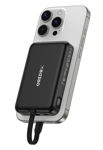 GREPRO Power Bank 10000mAh for Magsafe with a 22.5W C Cable LED Display Magnetic Power Bank with USB-C Input &amp; Output,Travel Essential,for iPhone 17/16/15/14/13/12 Series and AirPods Visit the GREPRO Store