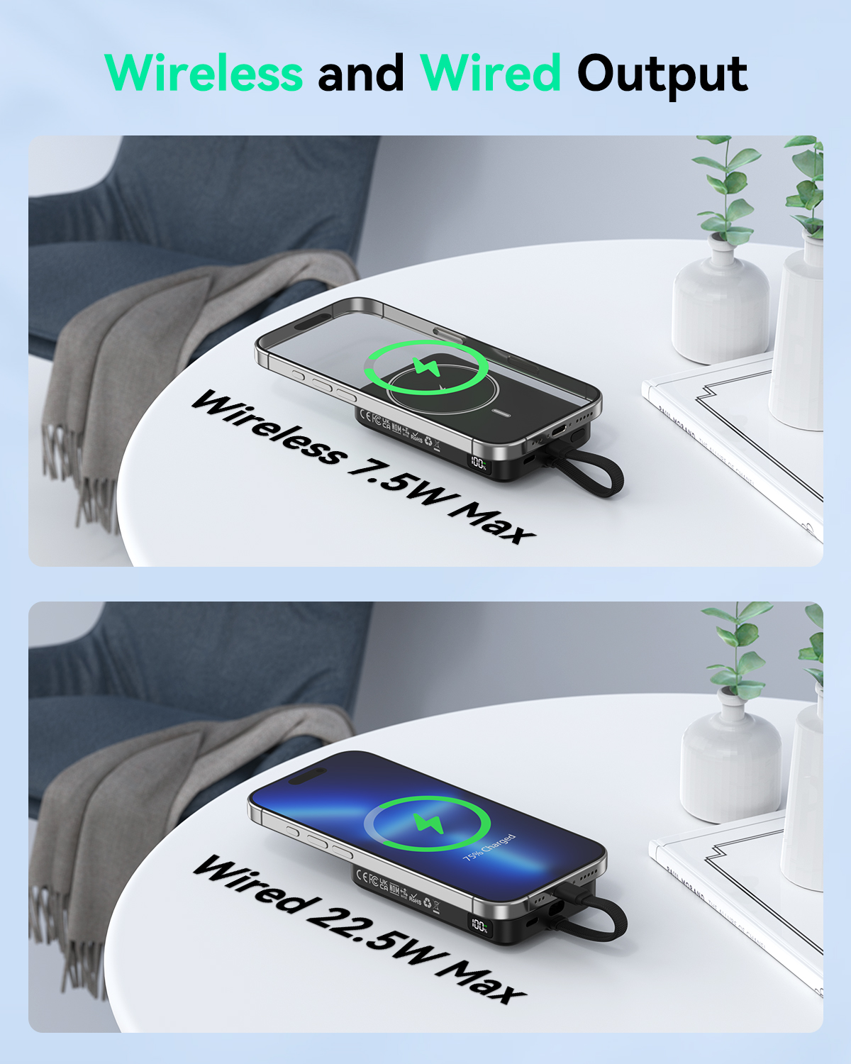 GREPRO Power Bank 10000mAh for Magsafe with a 22.5W C Cable LED Display Magnetic Power Bank with USB-C Input & Output,Travel Essential,for iPhone 17/16/15/14/13/12 Series and AirPods Visit the GREPRO Store