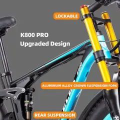 Bicicleta elétrica de montanha KETELES K800 Pro 2000W Motor Duplo