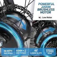 Bicicleta elétrica de montanha KETELES K800 2000W Motor Duplo