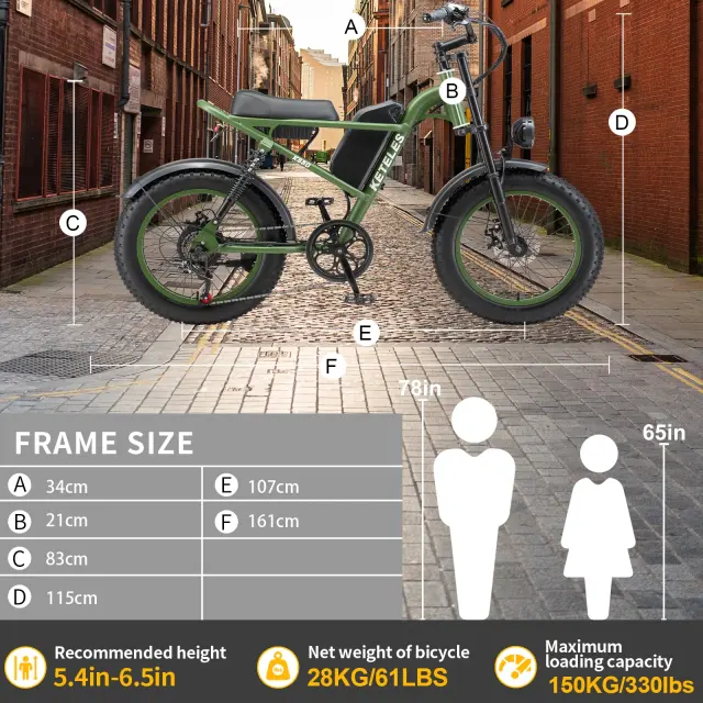 Electric Bike Keteles K880 48V17.5Ah 1000W Fat Tire E Bike, 43km/h 20
