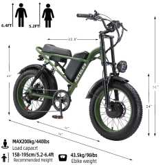 Electric Bike Keteles K880 48V23Ah 1500W Fat Tire E Bike, 50km/h 20