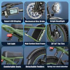 Electric Bike Keteles K880 48V23Ah 1500W Fat Tire E Bike, 50km/h 20