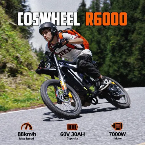 Electric Bike COSWHEEL R6000 7000W 60v 30Ah 17”