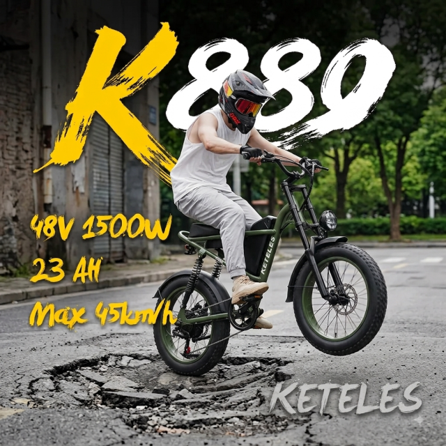 Electric Bike Keteles K880 48V23Ah 1500W Fat Tire E Bike, 45km/h 20"