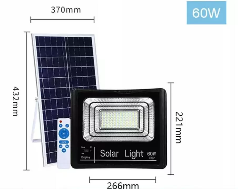 lumières d'inondation menées solaires en aluminium de lumières menées solaires de 6v SMD extérieures 20 40 60 watts