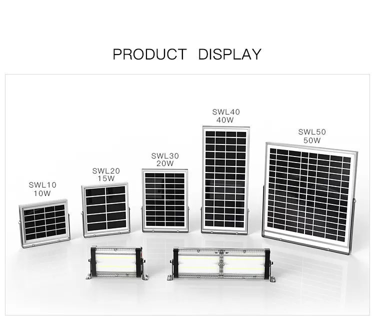 Batterie au lithium 10W 20W 30W 50W Projecteurs à énergie solaire