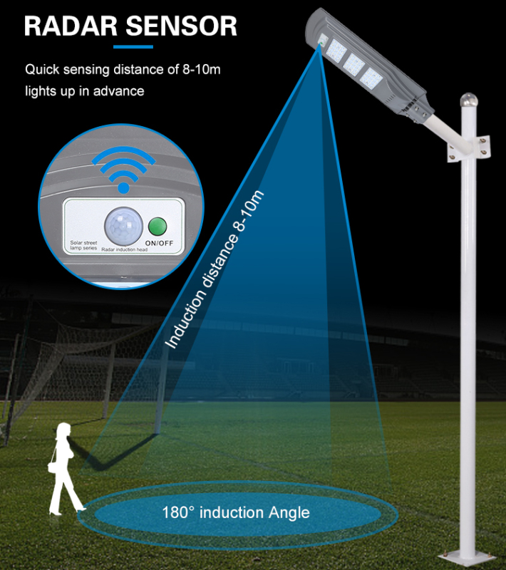 Lampe de route intelligente à haute luminosité intégrée dans un seul lampadaire à led solaire 20w 40w 60w