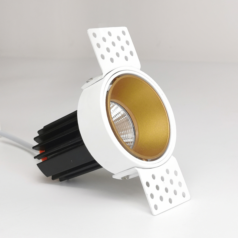Teto ajustável redondo regulável inteligente comercial COB LED guarnição embutida downlight luminárias Matt White