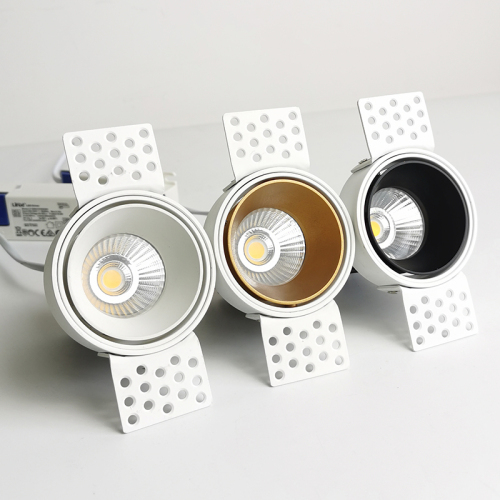 Plafond Réglable Rond Dimmable Smart Commercial COB Led Luminaires Downlight Encastrés Trimless Blanc Mat