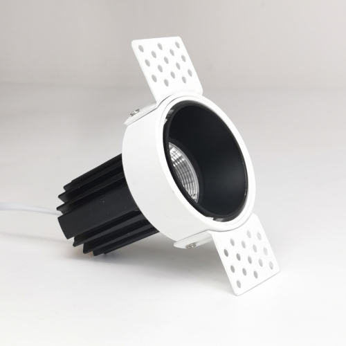 Plafond Réglable Rond Dimmable Smart Commercial COB Led Luminaires Downlight Encastrés Trimless Blanc Mat