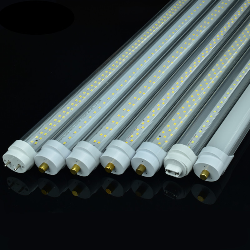 Lâmpada tubular LED T8/T10/T12 8FT, base FA8 de pino único, fileira dupla Lâmpadas fluorescentes LED de 8 pés Remoção de lastro elétrico de duas extremidades