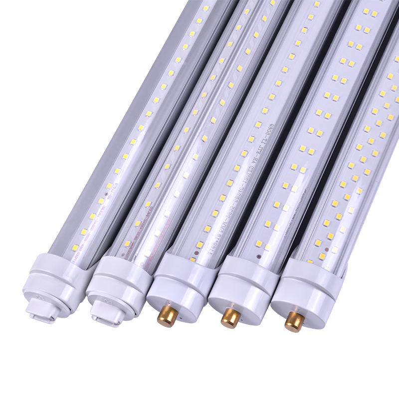 Tube LED T8/T10/T12 8 pieds, base FA8 à une broche, ampoules fluorescentes LED à double rangée de 8 pieds retrait du ballast électrique à double extrémité