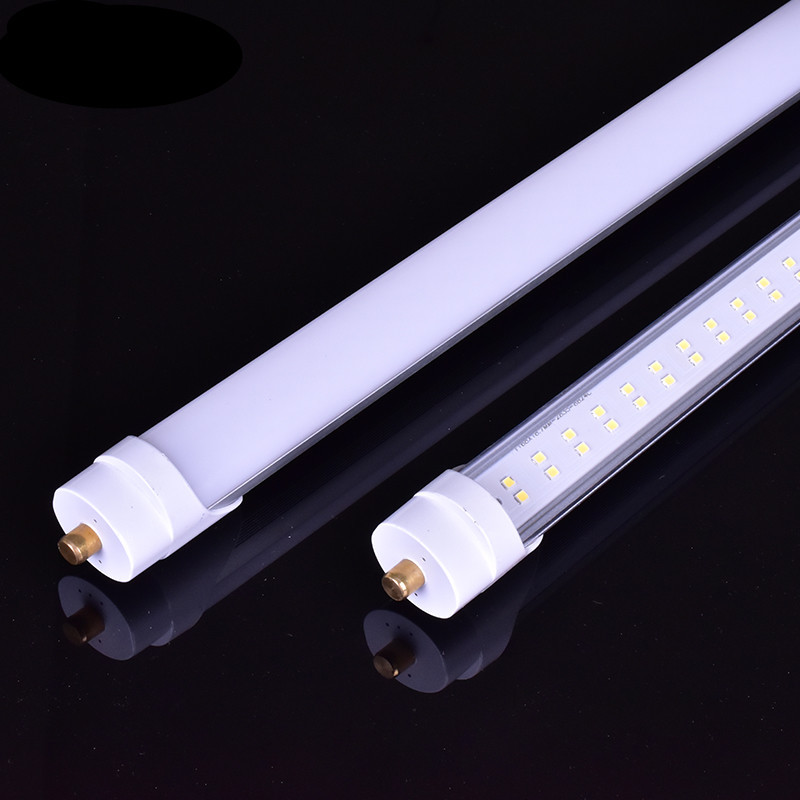 Lâmpada tubular LED T8/T10/T12 8FT, base FA8 de pino único, fileira dupla Lâmpadas fluorescentes LED de 8 pés Remoção de lastro elétrico de duas extremidades