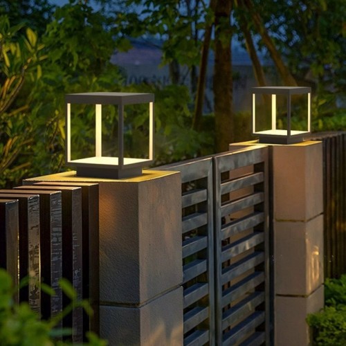 Poteau de porte de Villa à énergie solaire, décoration murale étanche, lampadaire de porte carré, lampe en brique solaire