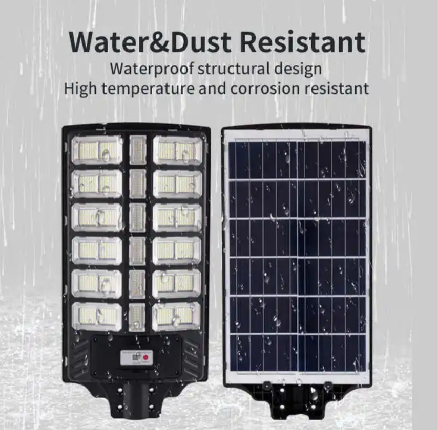 Lampadaires solaires LED d'extérieur tout-en-un 800 W avec détecteurs de mouvement et télécommandes pour un éclairage optimal