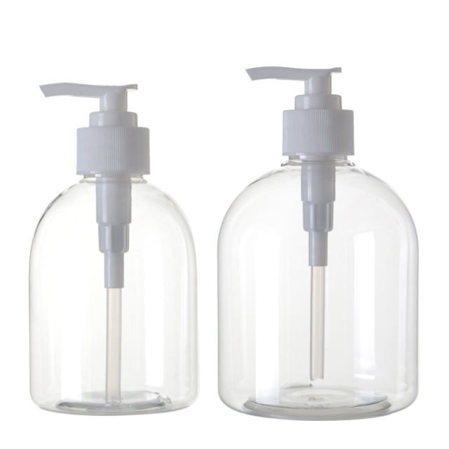Stock 300ml 500ml 16oz Clear Transparent Plastic PET PCR Shampoo Bottle Hand Sanitizer Bottles Packaging Manufacturer Wholesale Factory Supplier