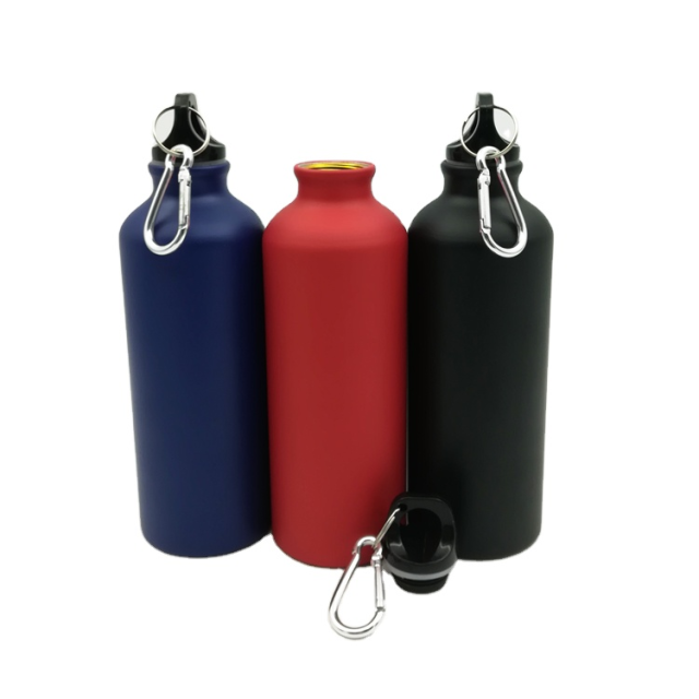 Empty 400ml 500ml 600ml 750ml Matte Finish Round Aluminum Portable Aluminum Sports Outdoor Bike Sports Tools Water Bottle With Meal Carabiner Manufacturer Wholesale Factory Supplier