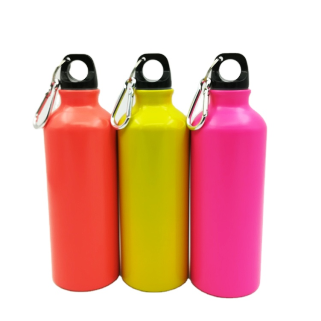 Empty 400ml 500ml 600ml 750ml Matte Finish Round Aluminum Portable Aluminum Sports Outdoor Bike Sports Tools Water Bottle With Meal Carabiner Manufacturer Wholesale Factory Supplier