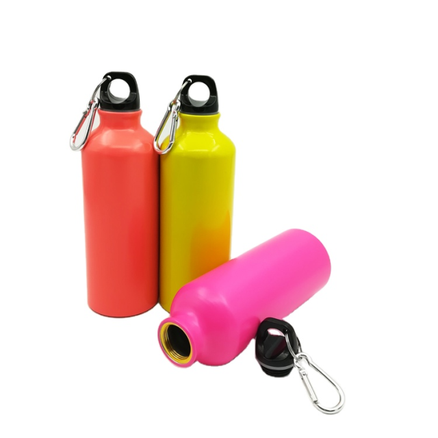 Empty 400ml 500ml 600ml 750ml Matte Finish Round Aluminum Portable Aluminum Sports Outdoor Bike Sports Tools Water Bottle With Meal Carabiner Manufacturer Wholesale Factory Supplier