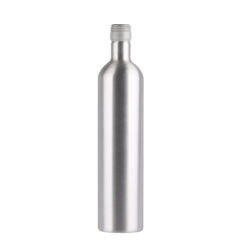 Empty Non Alcoholic Shinny Sliver Aluminum Eco Friendly Metal Whiskey Screw Top Drink Wine Beverage Bottle Manufacturer Wholesale Factory Supplier