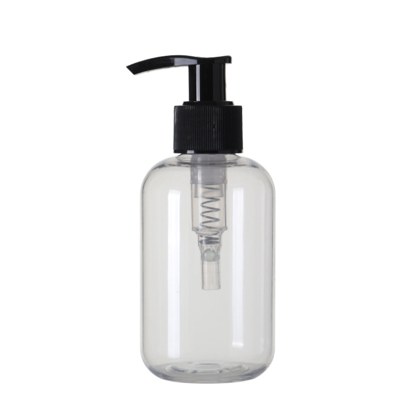Stock 5oz 150ml Empty Cosmetic Packaging Shower Gel Shampoo Set Press Type Pet Round Boston Essential Oil Bottle 0-100% PCR Manufacturer Wholesale Factory Supplier