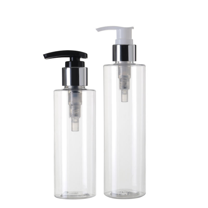 Stock Latex Empty 60ml 80ml 100ml 120ml 150ml 200ml 250ml Shampoo Plain Shoulder Cylinder Plastic Bottle Foundation Powder PET Pressed Bottle 0-100% PCR With Pump Manufacturer Wholesale Factory Supplier